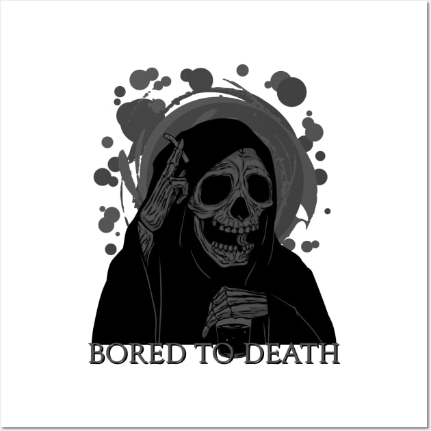 Bored, Death, Funny, Cigarette, Smoking, Drinking Wall Art by Strohalm